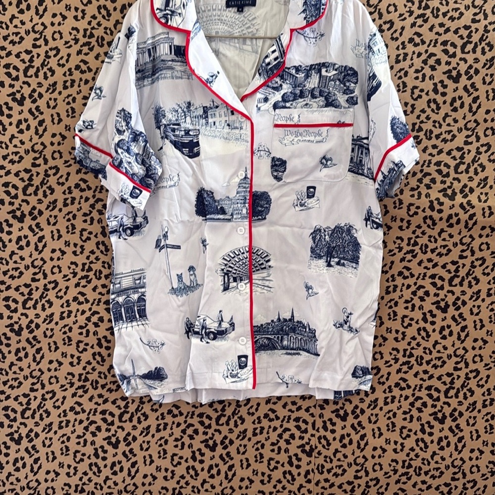 Katie Kime WASHINGTON DC TOILE PAJAMA SHORTS SET - Size Medium
